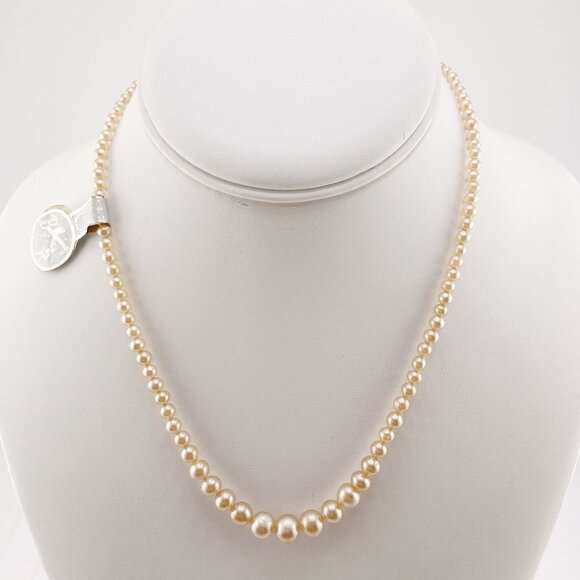 Ballerina Jewelry - BALLERINA Vintage deadstock dark cream ivory graduated faux pearl necklace NWT